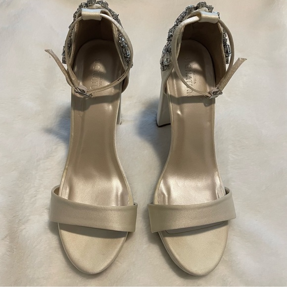 🔥 Crystal Embroidered Satin Platform Heel - Picture 6 of 8